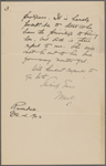 [Pond], Major [James Burton], LS to. Dec. 4, 1902. In Isabel Lyon's hand.