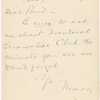 Pond, [Major James Burton], ALS to. Nov. 17, [n.y.].
