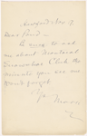Pond, [Major James Burton], ALS to. Nov. 17, [n.y.].