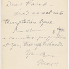 Pond, [Major James Burton], ALS to. [n.d.]