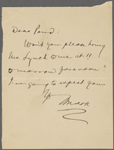 Pond, [Major James Burton], ALS to. [n.d.]