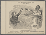 Dialogue probable. Senator Thurman:--"Shall we, sir, recognize these copper colored lepers as men and brothers?-- The chair:--"Never."