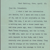 Paine, Albert Bigelow, TLS to Irving S. Underhill. Apr. 23, [1921?].