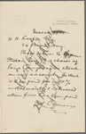 Rogers, H[enry] H[uttleston], ALS to. Mar. 4, 1894.