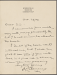 [Seaver, David W.], ALS to. Oct. 29, 1909.