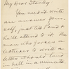 Stanley, [Henry Morton], ALS to. Nov. 18, 1886.