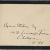 [Stoker, Bram], card to. Dec. 26, [1909]