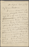 [Trout], [Grace W.], ALS to. Apr. 7, 1887. Previously ALS to "Madam"_____, Apr. 7, 1885.