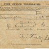 Spalding, Percy, draft telegram to SLC. May [23?], 1899.