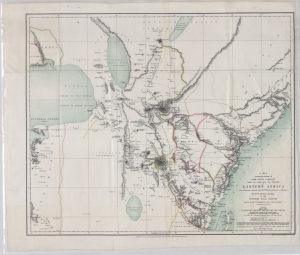 A map showing the routes of some native caravans from the coast to the interior of Eastern Africa, from information collected by the Rev. T. Wakefield ... also of two personal journeys to the Southern Galla country made by the Rev. Wakefield & C. New i...