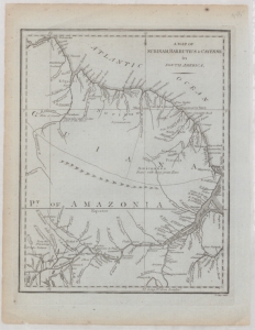 A map of Surinam, Barbutius and Cayenne in South America