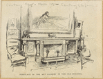 Fireplace in the art gallery in the old building