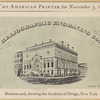Business card, showing the Academy of Design, New York