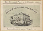 Business card, showing the Academy of Design, New York