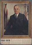 Truman painting. President sits for first portrait and considers results flattering. 