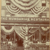 Café Boulevard decorated in bunting for Dewey Celebration