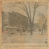 Harlem cars and a wagon are abandoned on March 14 in 125th Street, looking southwest between Fifth and Lenox Avenues. 