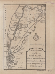 A particular map of the River Sanaga, from its mouth to the desart, exhibiting its several branches, and the islands formed by them within that space