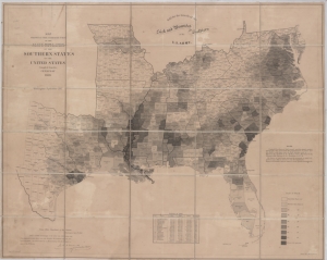 Map showing the distribution of the slave population of the southern states of the United States