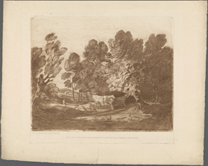 Wooded landscape with herdsman and cows