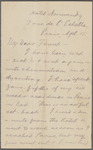 [Bliss], Frank, ALS to. Apr. 15, [1879].