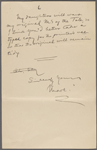 Duneka, [Frederick], ALS to. [Oct. 1905]