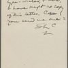 Duneka, [Frederick], ALS to. [Oct. 1905]