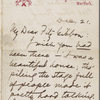 Fitzgibbon, [George H.], ALS to. Dec. 21, [1873?].