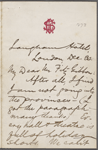 Fitzgibbon, [George H.], ALS to. Dec. 30 [1873?].