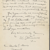 Norris, Charles G., ALS to. Sept. 17, 1908.