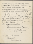 Norris, Charles G., ALS to. Sept. 17, 1908.