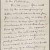 "The Publishers," ALS to, Feb. 9, 1895.
