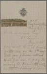Underhill, C[harles] M., ALS to. Aug. 6, 1872.