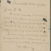 Underhill, C[harles] M., ALS to. Oct. 27, 1902.