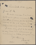 Underhill, C[harles] M., ALS to. Oct. 27, 1902.