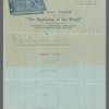 Production notes on letterhead for The Beginning of the World / Max Teuber