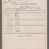 Stage manager's reports for The Big Show