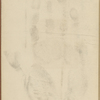 Ink impression of SLC's right hand with identifying inscription by Merle Johnson.