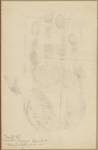 Ink impression of SLC's right hand with identifying inscription by Merle Johnson.
