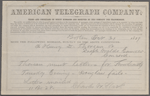 Slack, Charles W., Telegram to "Henry D. Thoreau or Ralph Waldo Emerson." Oct. 31, 1859.