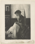 A woman sewing