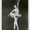 Melissa Hayden posing in costume as the firebird in George Balanchine's production of "The Firebird".