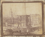 Trafalgar Square, London, during the erection of the Nelson Column