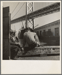 Longshoremen's lunch hour. San Francisco waterfront, California