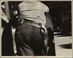 A deputy with a gun on his hip during the September 1935 strike in Morgantown, West Virginia