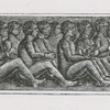 View of chained African slaves in cargo hold of slave ship, measuring three feet and three inches high