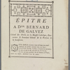 Épitre a Don. Bernard de Galvez colonel des armées de Sa Majesté catholique, gouverneur & intandant [sic] géneral de la province de la Louisianne