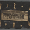 Scrapbook page consisting of snapshots of George Brashear and acquaintances, and a newspaper article on the history of inter-collegiate football, circa 1917