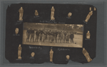 Scrapbook page consisting of snapshots of George Brashear and acquaintances, and a newspaper article on the history of inter-collegiate football, circa 1917