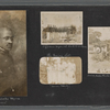 Scrapbook page consisting of snapshots of young women friends identified as "The Ki-Yi Gang," Louise and "Pal," Addie, and "J.W.'s" Pretty Baby; a group portrait from the Ki-Yi's summer outing; and a clipping of a group portrait of the Acme Basketball Club, 1915, circa 1918
